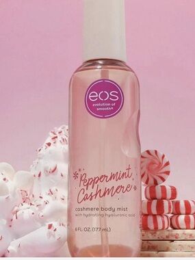 eos Peppermint Cashmere Body Mist with hydrating hyaluronic acid